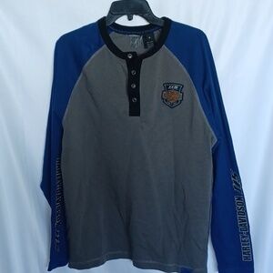 Harley Davidson Mens Medium 115th Anniversary Long Sleeve Colorblock  Henley